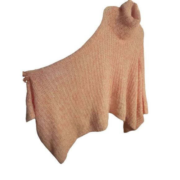 NWT Anthropologie Funnel-Neck Poncho One Size Pink/Rose Handcrafted Fuzzy Knit - Picture 9 of 12